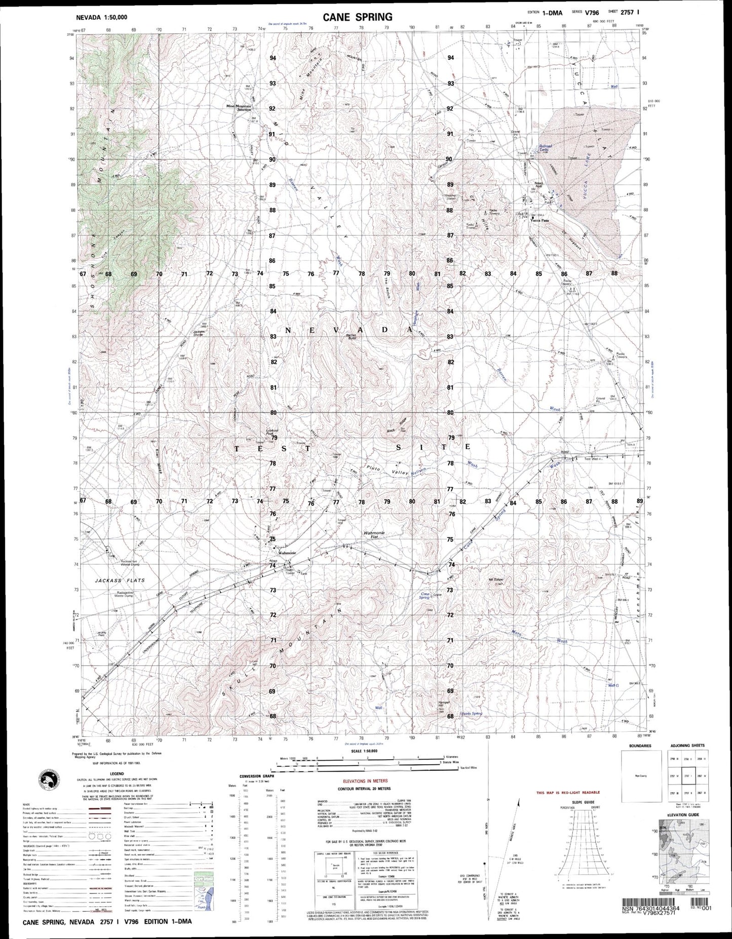 Cane Spring Nevada Military 1:50,000 Map