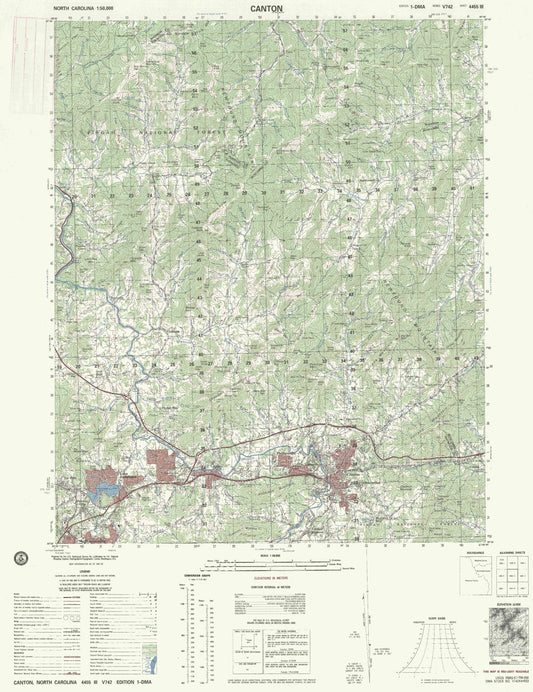 Canton North Carolina Military 1:50,000 Map