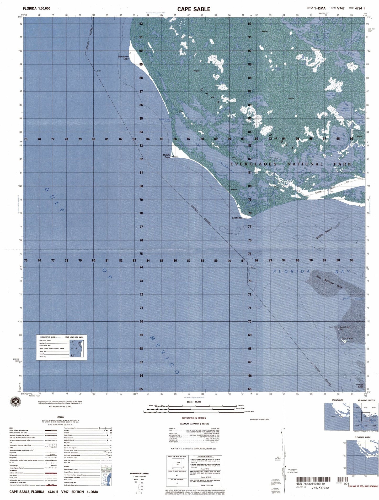 Cape Sable Florida Military 1:50,000 Map