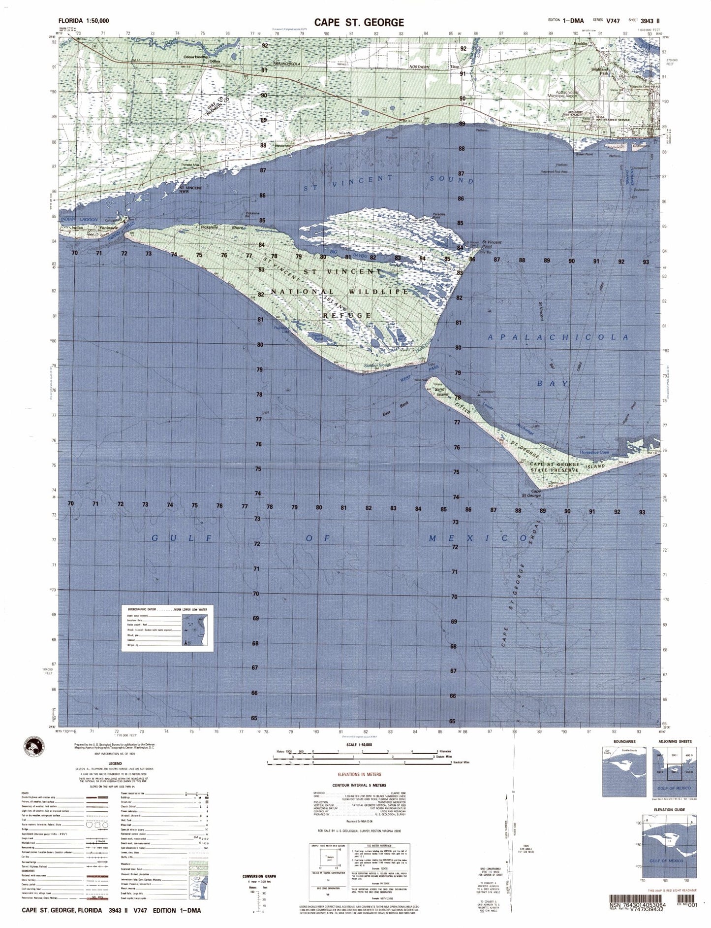 Cape St George Florida Military 1:50,000 Map