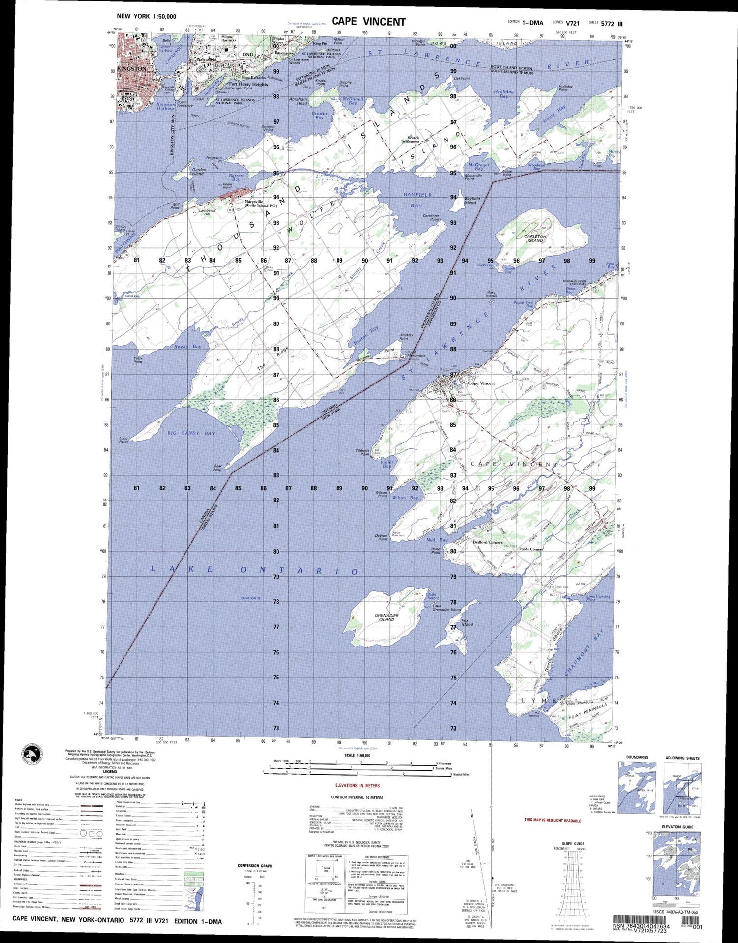 Cape Vincent New York Military 1:50,000 Map