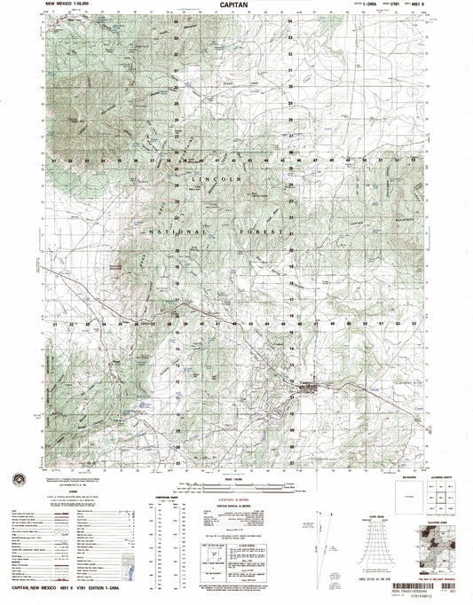 Capitan New Mexico Military 1:50,000 Map