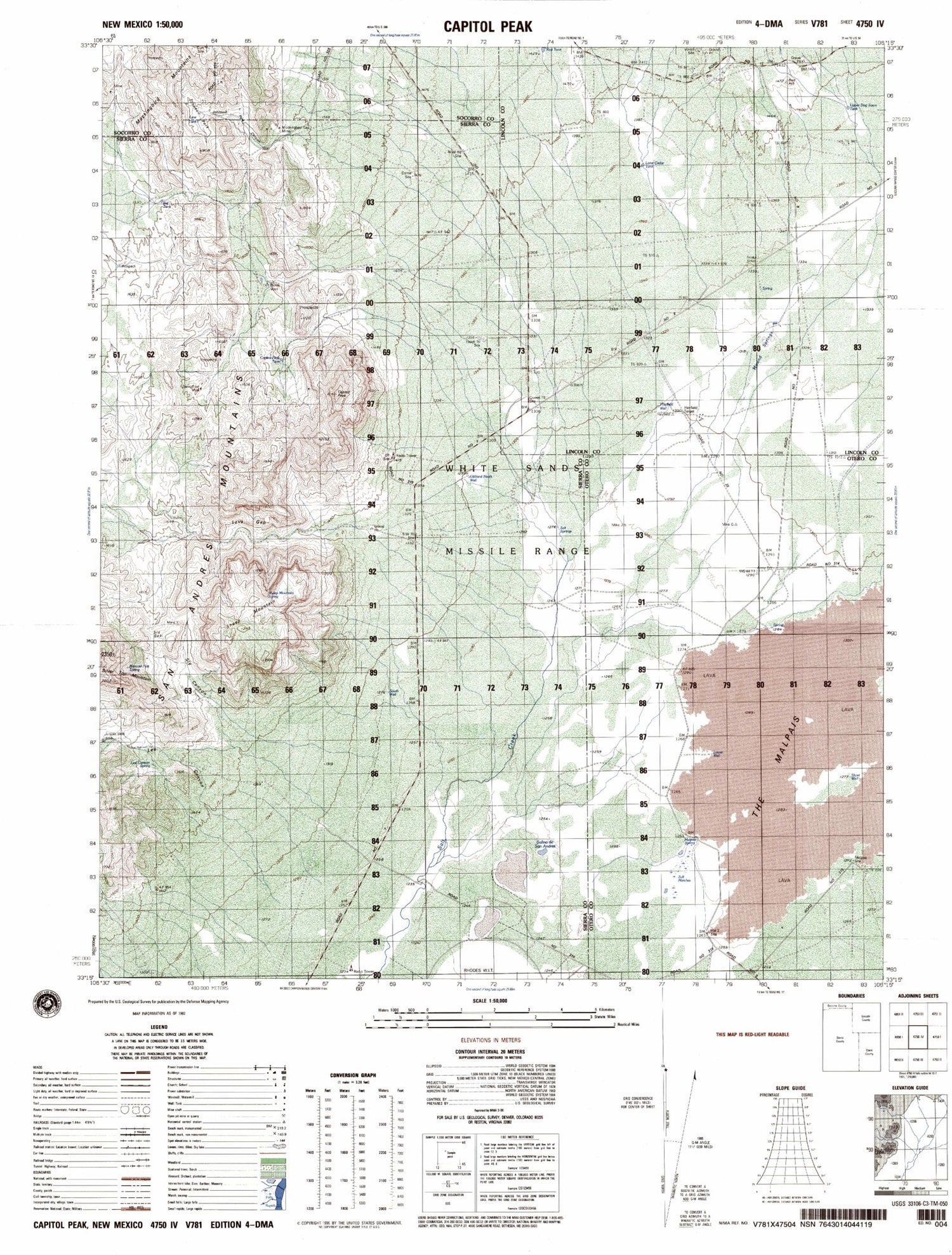 Capitol Peak New Mexico Military 1:50,000 Map