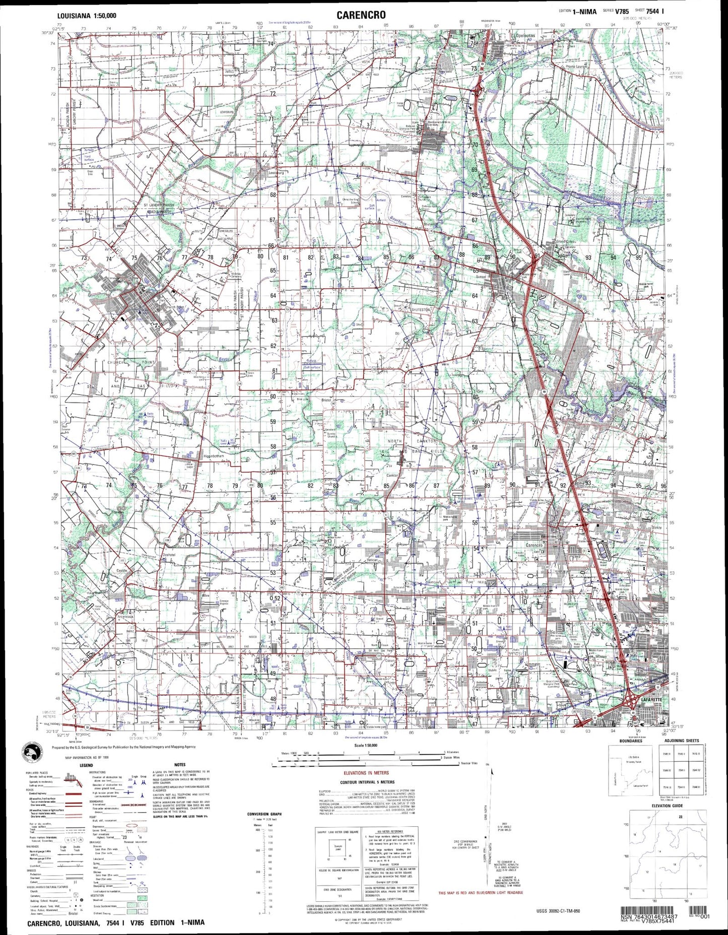 Carencro Louisiana Military 1:50,000 Map