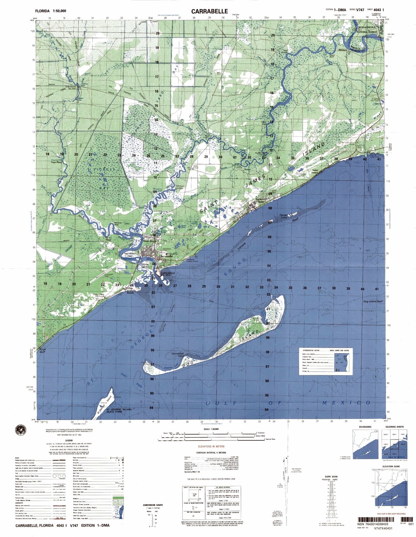 Carrabelle Florida Military 1:50,000 Map