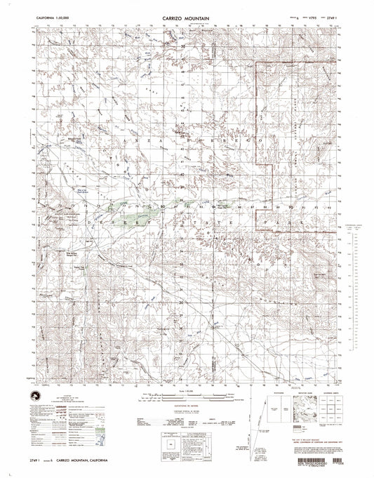 Carrizo Mountain California Military 1:50,000 Map