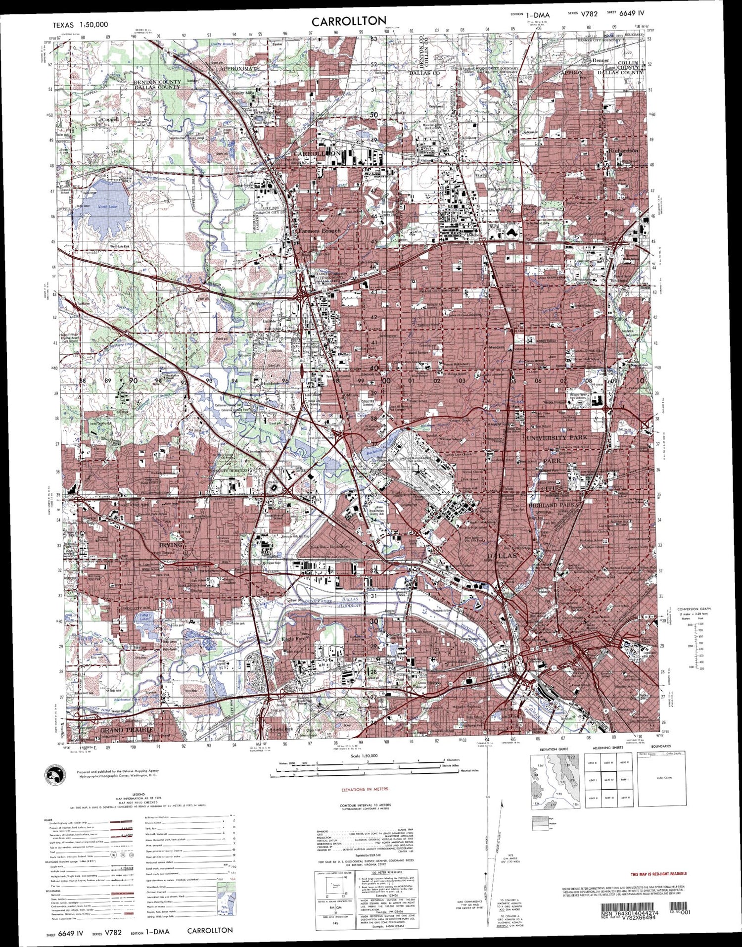 Carrollton Texas Military 1:50,000 Map