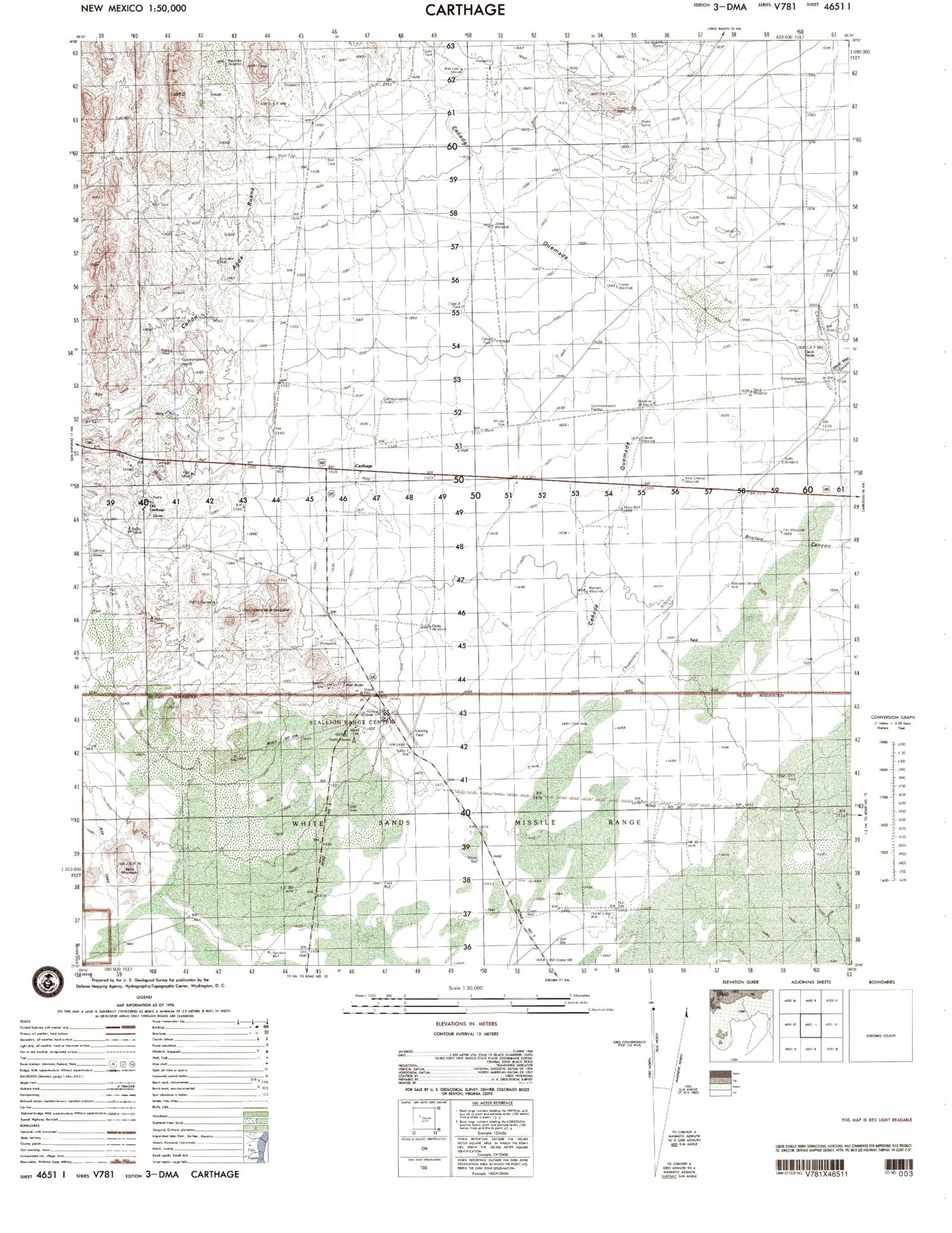 Carthage New Mexico Military 1:50,000 Map