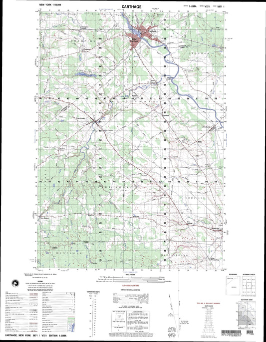 Carthage New York Military 1:50,000 Map