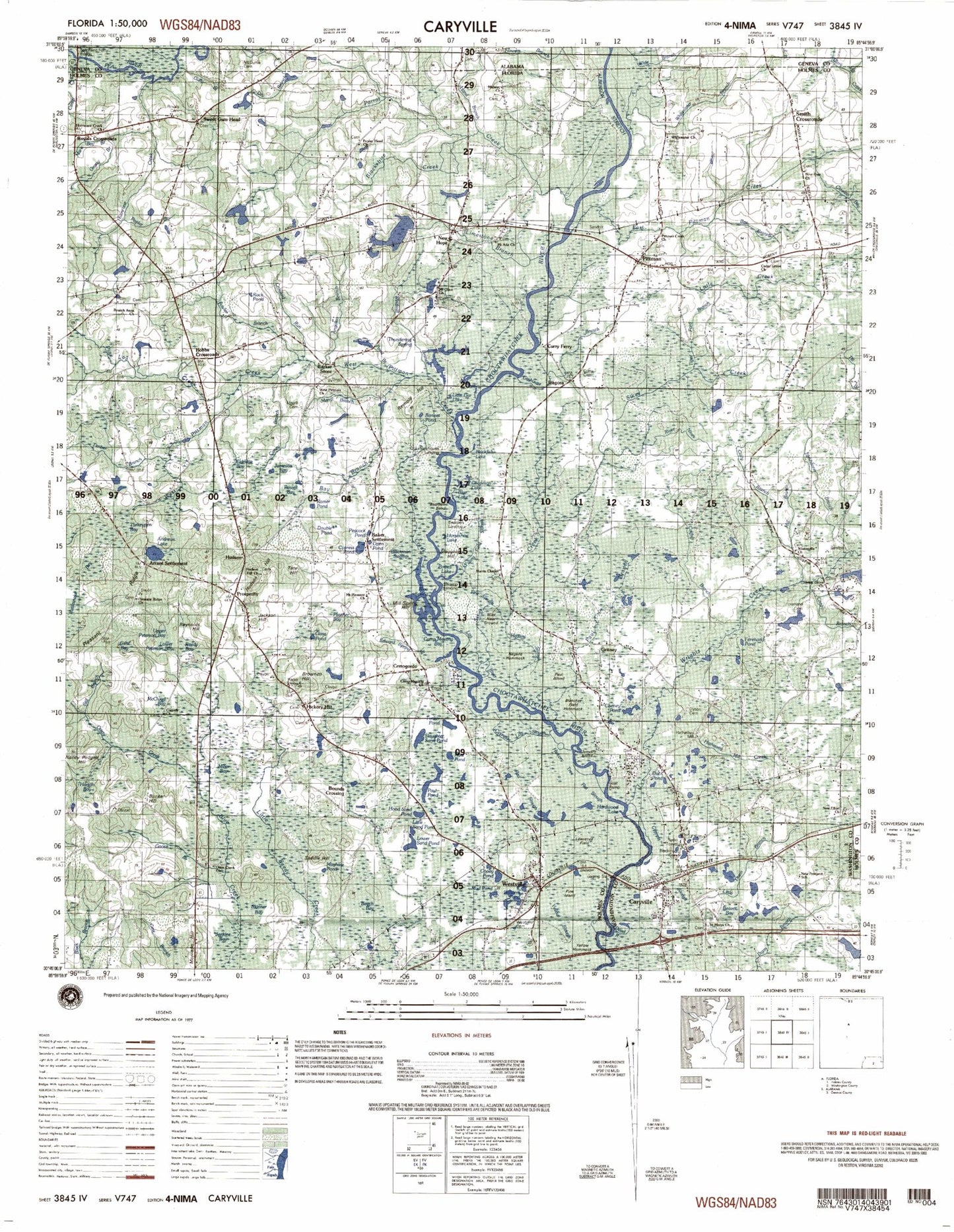 Caryville Florida Military 1:50,000 Map