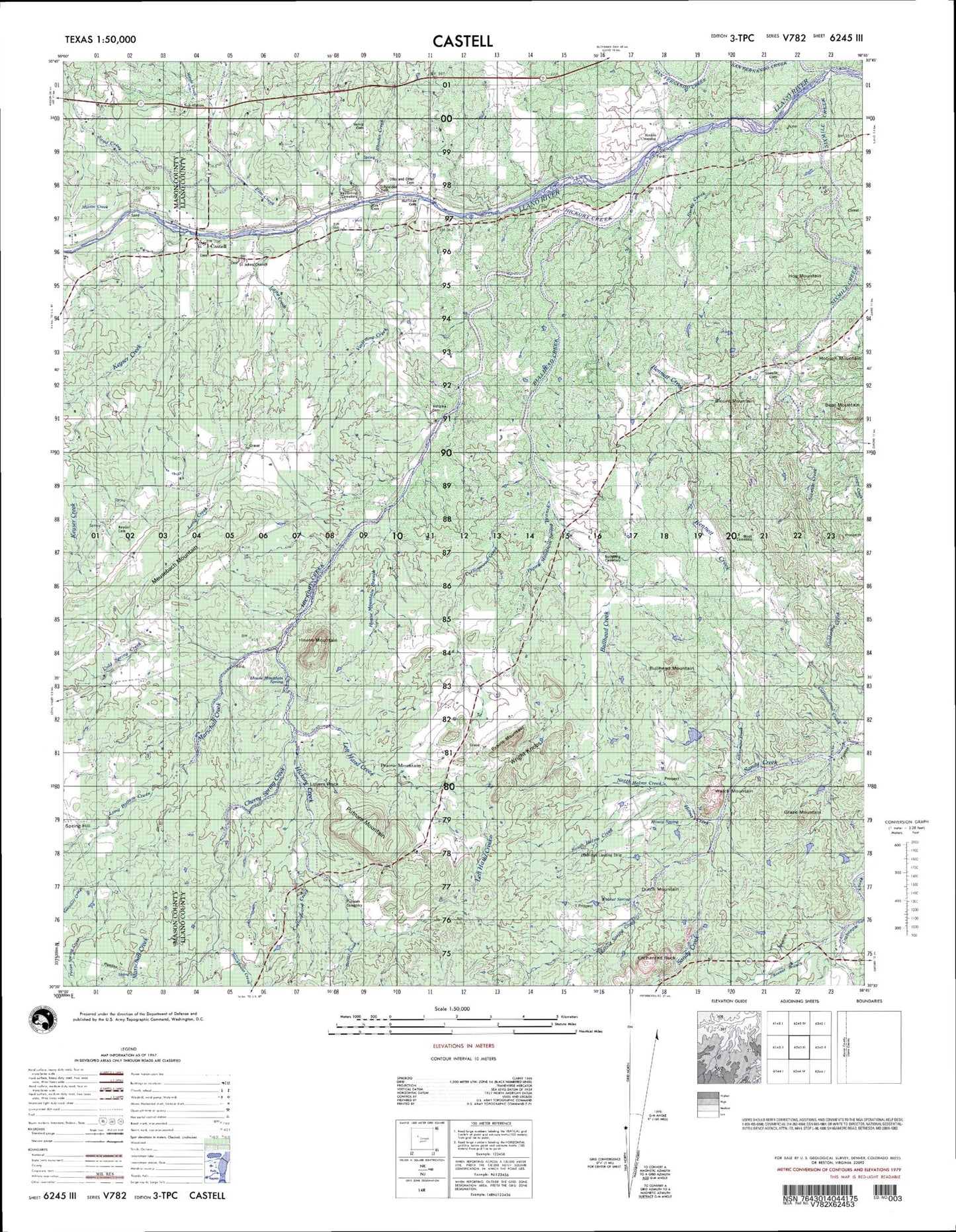 Castell Texas Military 1:50,000 Map