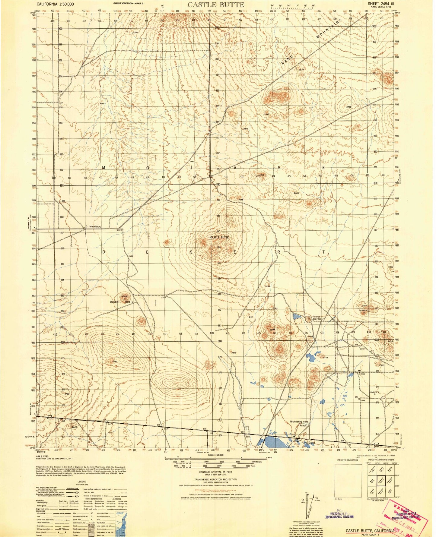 Castle Butte California Military 1:50,000 Map