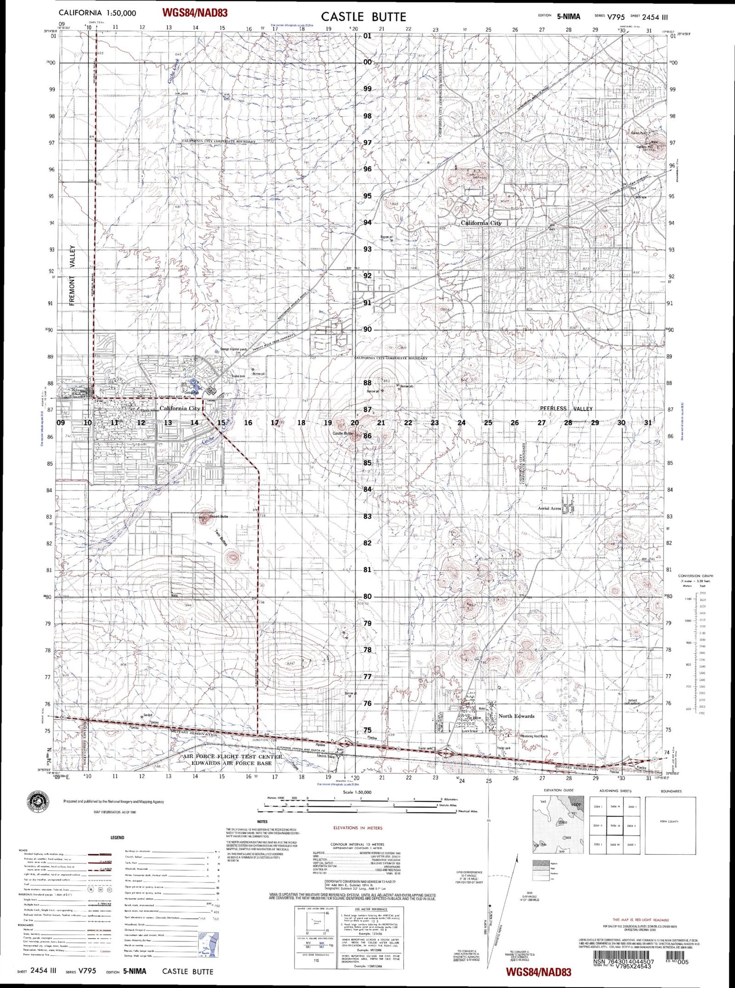 Castle Butte California Military 1:50,000 Map