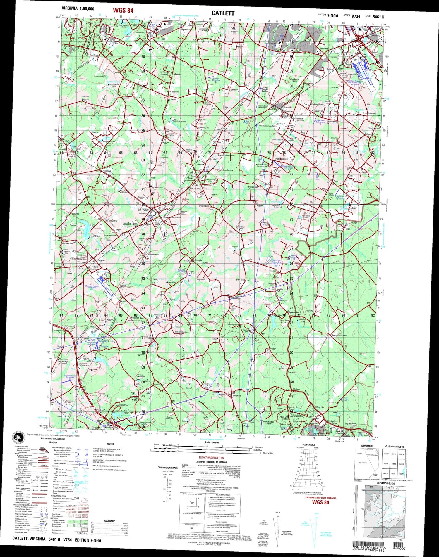 Catlett Virginia Military 1:50,000 Map