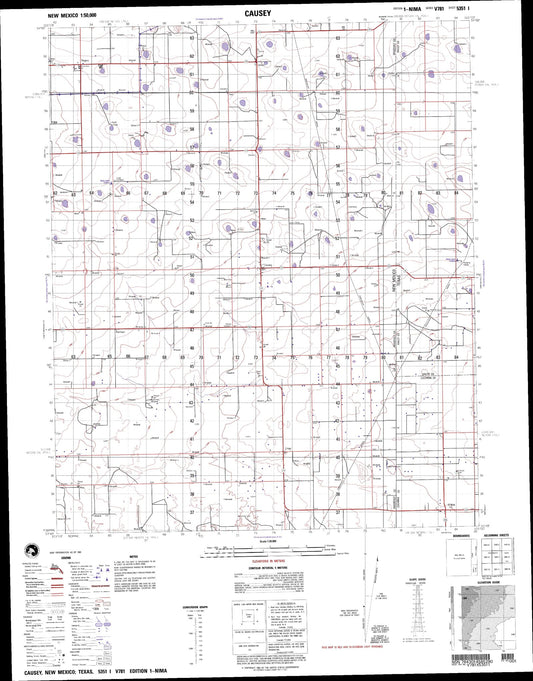 Causey New Mexico Military 1:50,000 Map