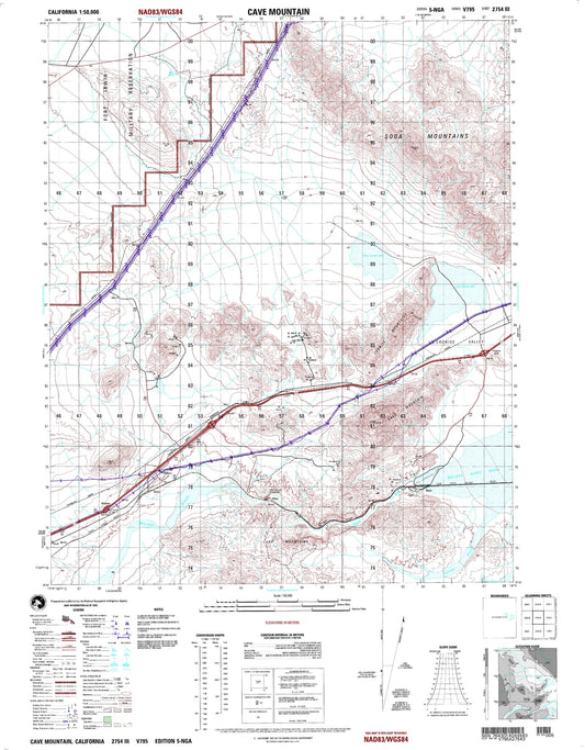 Cave Mountain California Military 1:50,000 Map