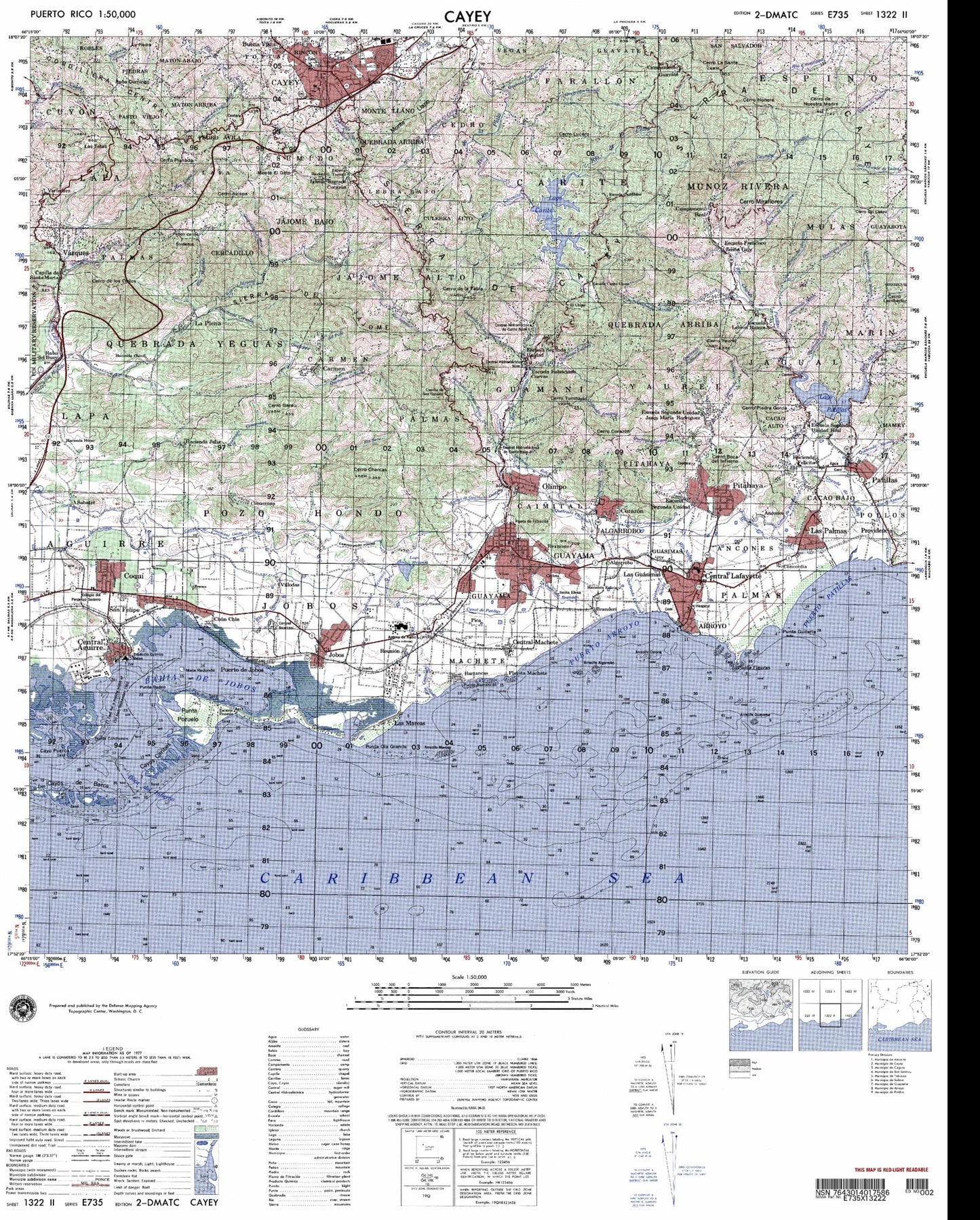 Cayey Puerto Rico Military 1:50,000 Map