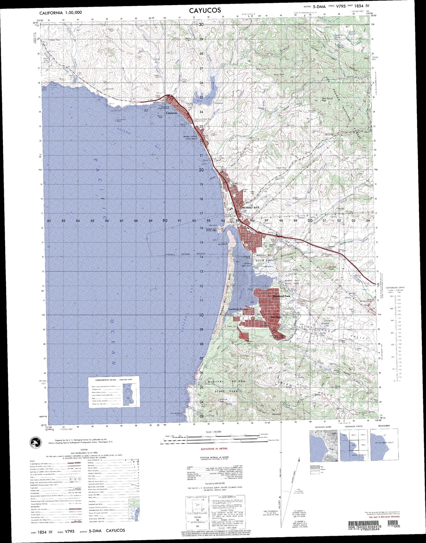 Cayucos California Military 1:50,000 Map