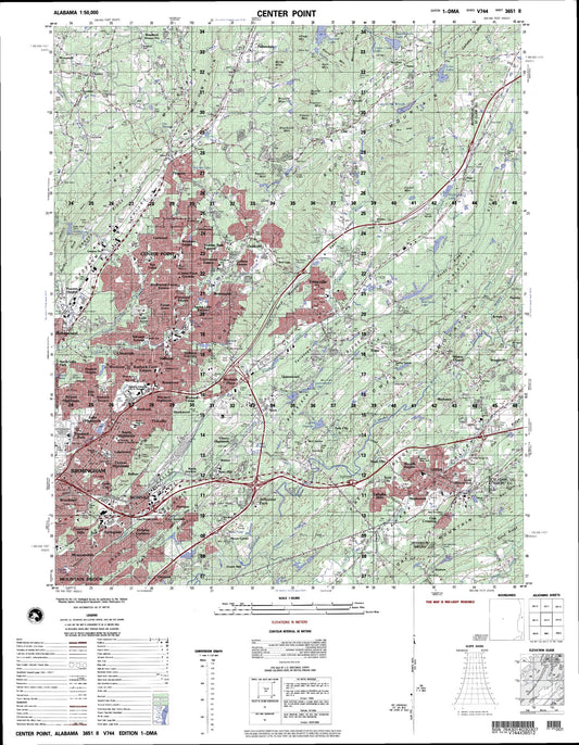 Center Point Alabama Military 1:50,000 Map