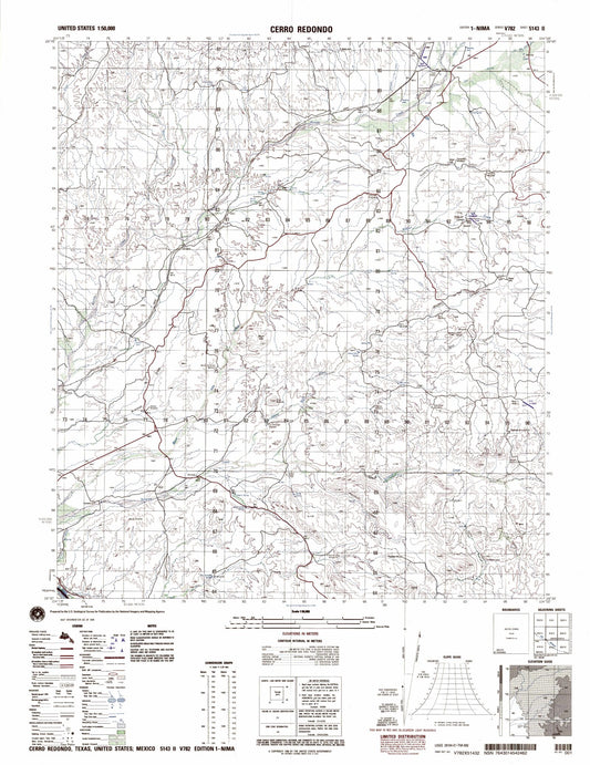 Cerro Redondo Texas Military 1:50,000 Map