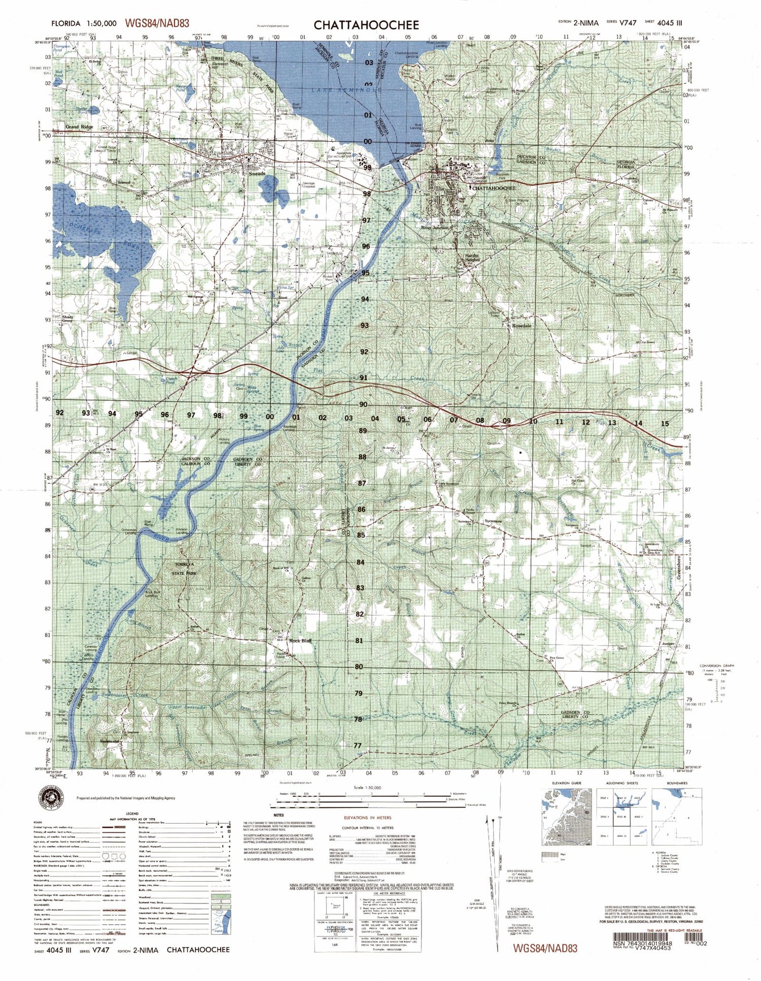 Chattahoochee Florida Military 1:50,000 Map