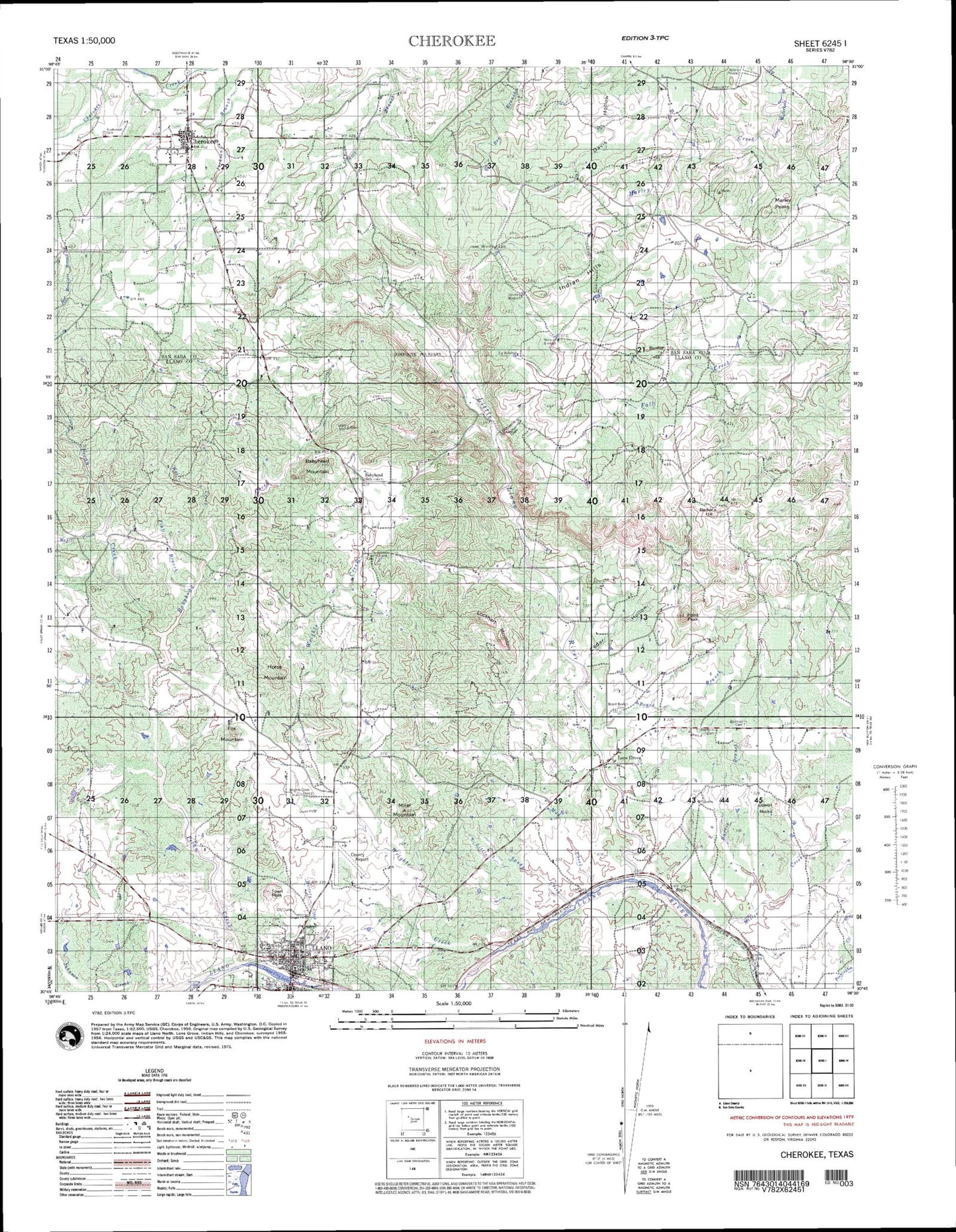 Cherokee Texas Military 1:50,000 Map