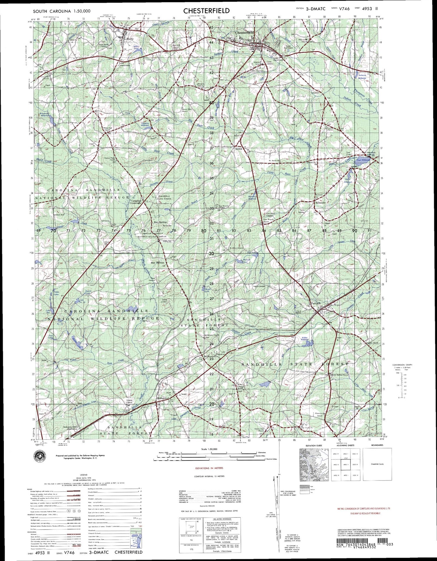 Chesterfield South Carolina Military 1:50,000 Map