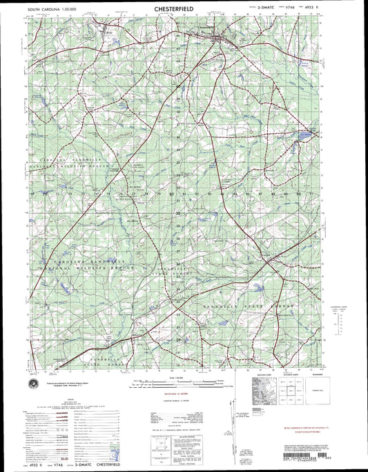 Chesterfield South Carolina Military 1:50,000 Map