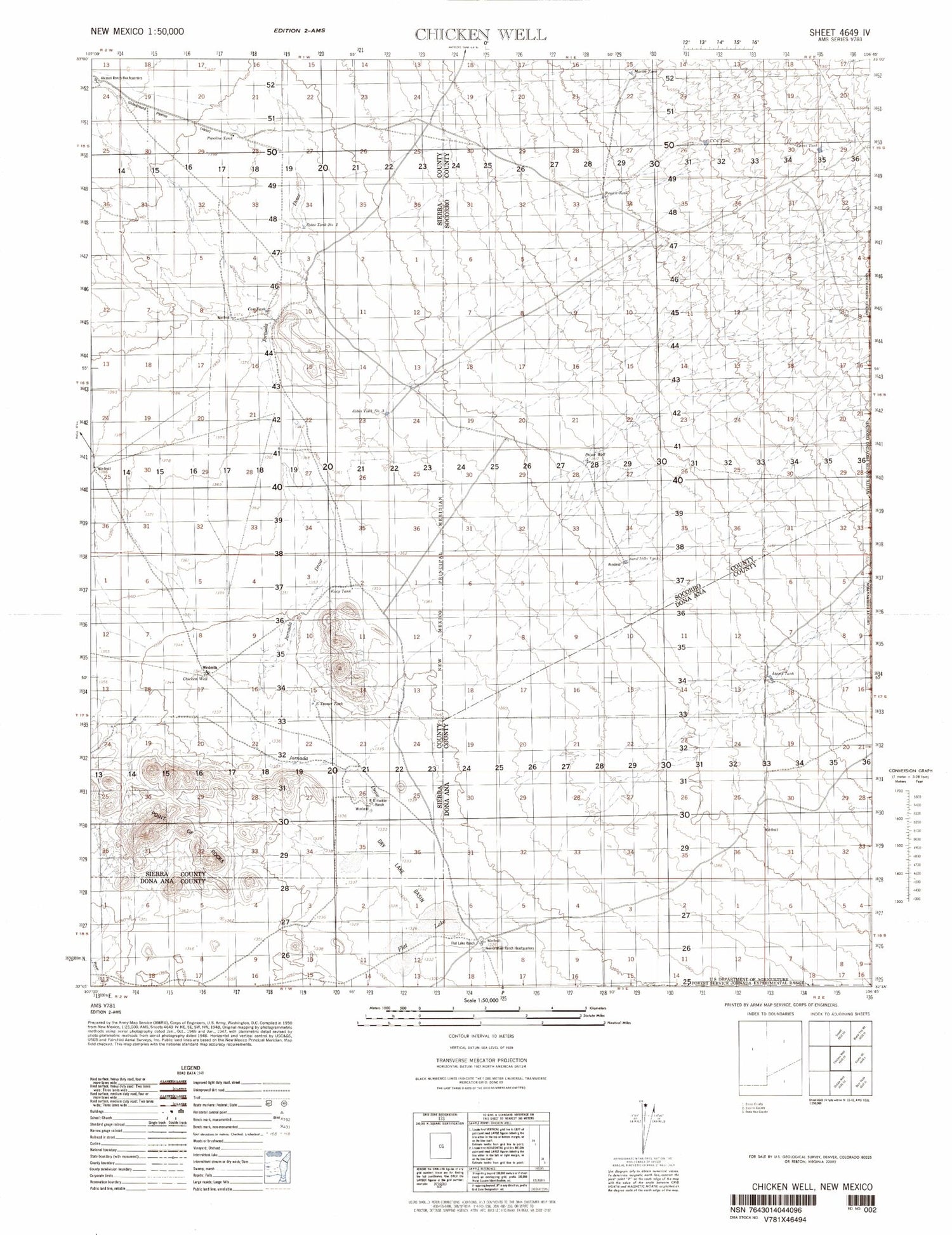 Chicken Well New Mexico Military 1:50,000 Map