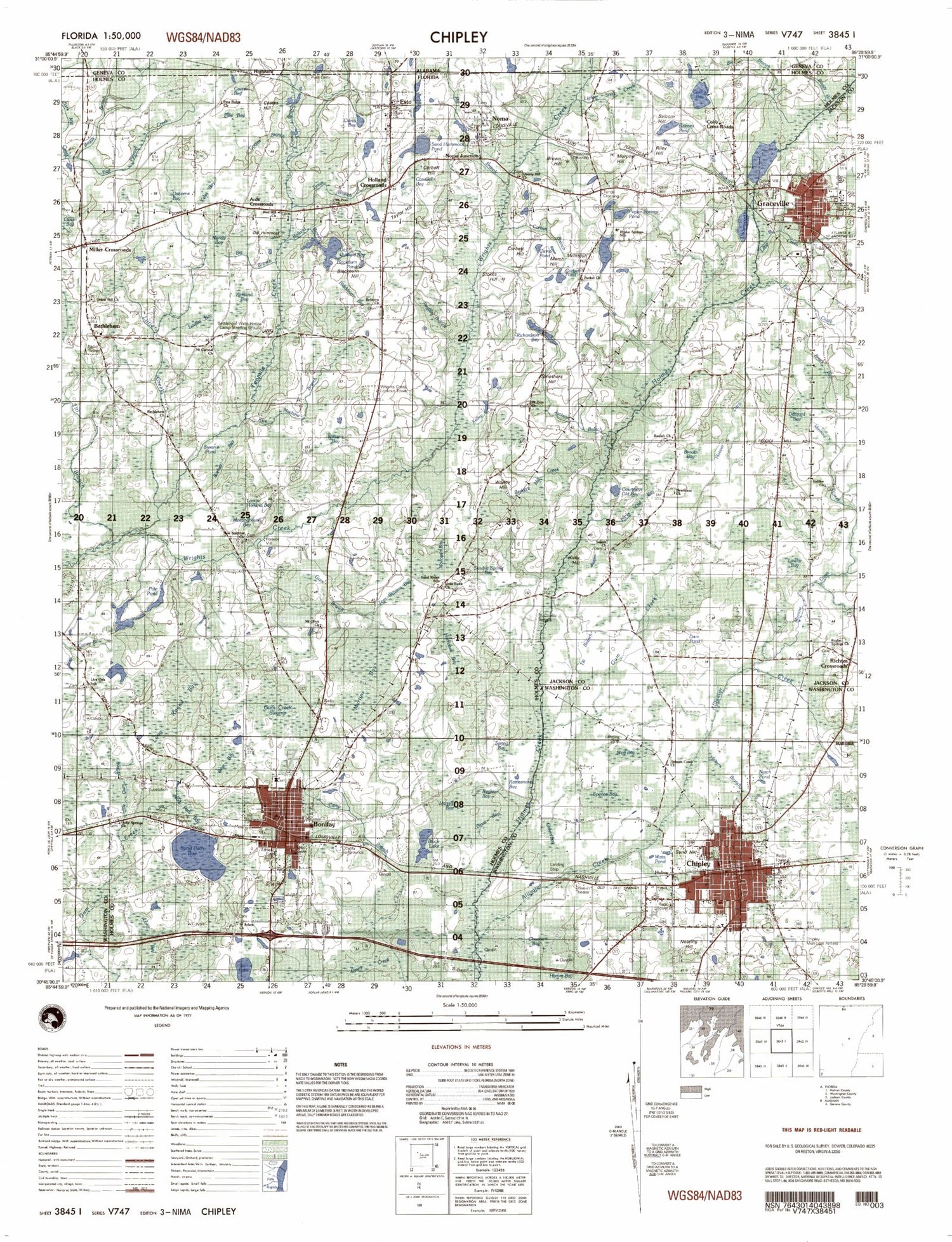 Chipley Alabama Military 1:50,000 Map