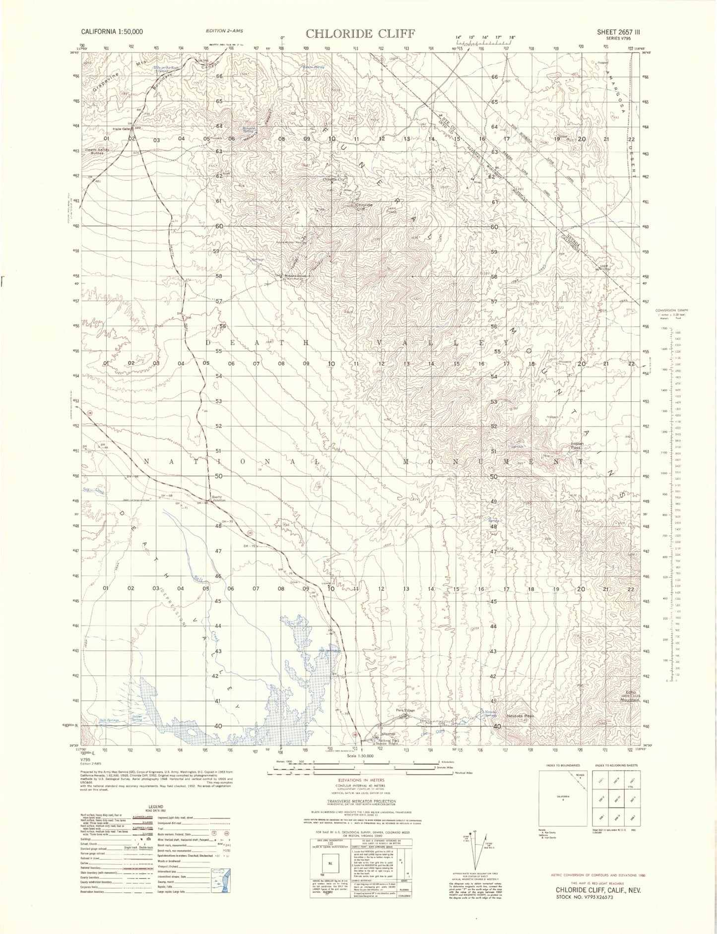 Chloride Cliff California Military 1:50,000 Map