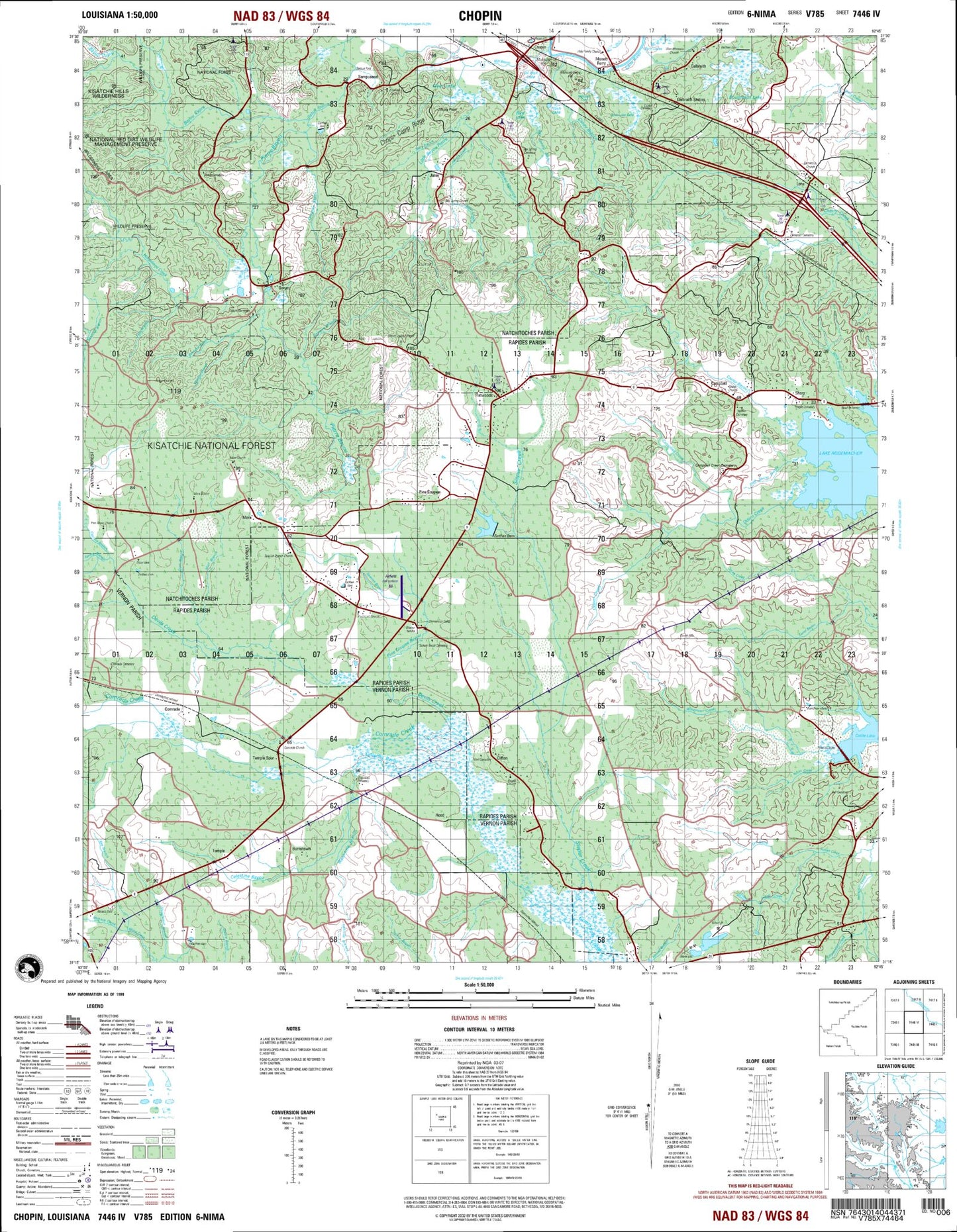 Chopin Louisiana Military 1:50,000 Map