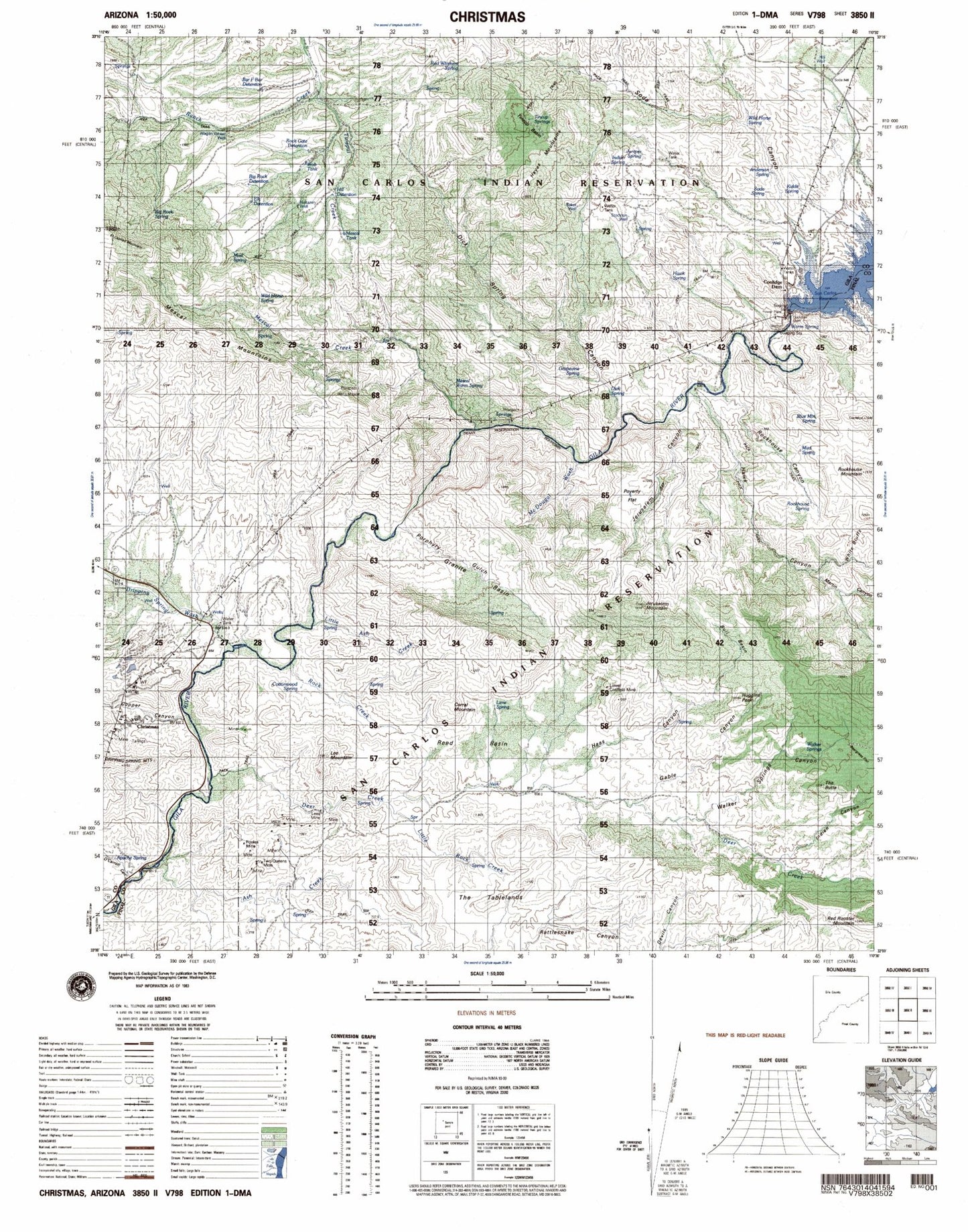 Christmas Arizona Military 1:50,000 Map