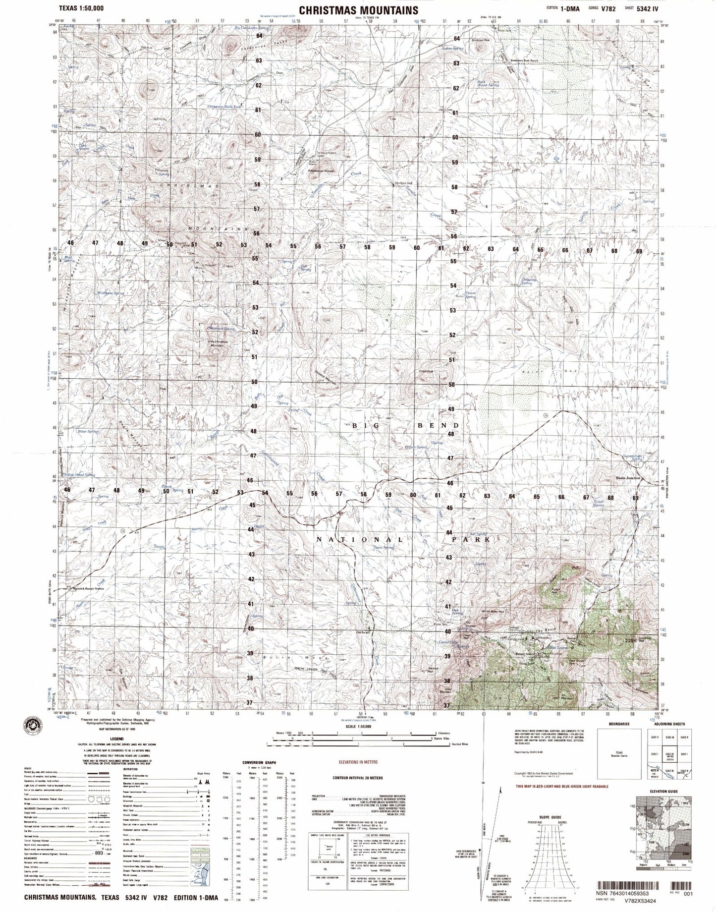 Christmas Mountains Texas Military 1:50,000 Map