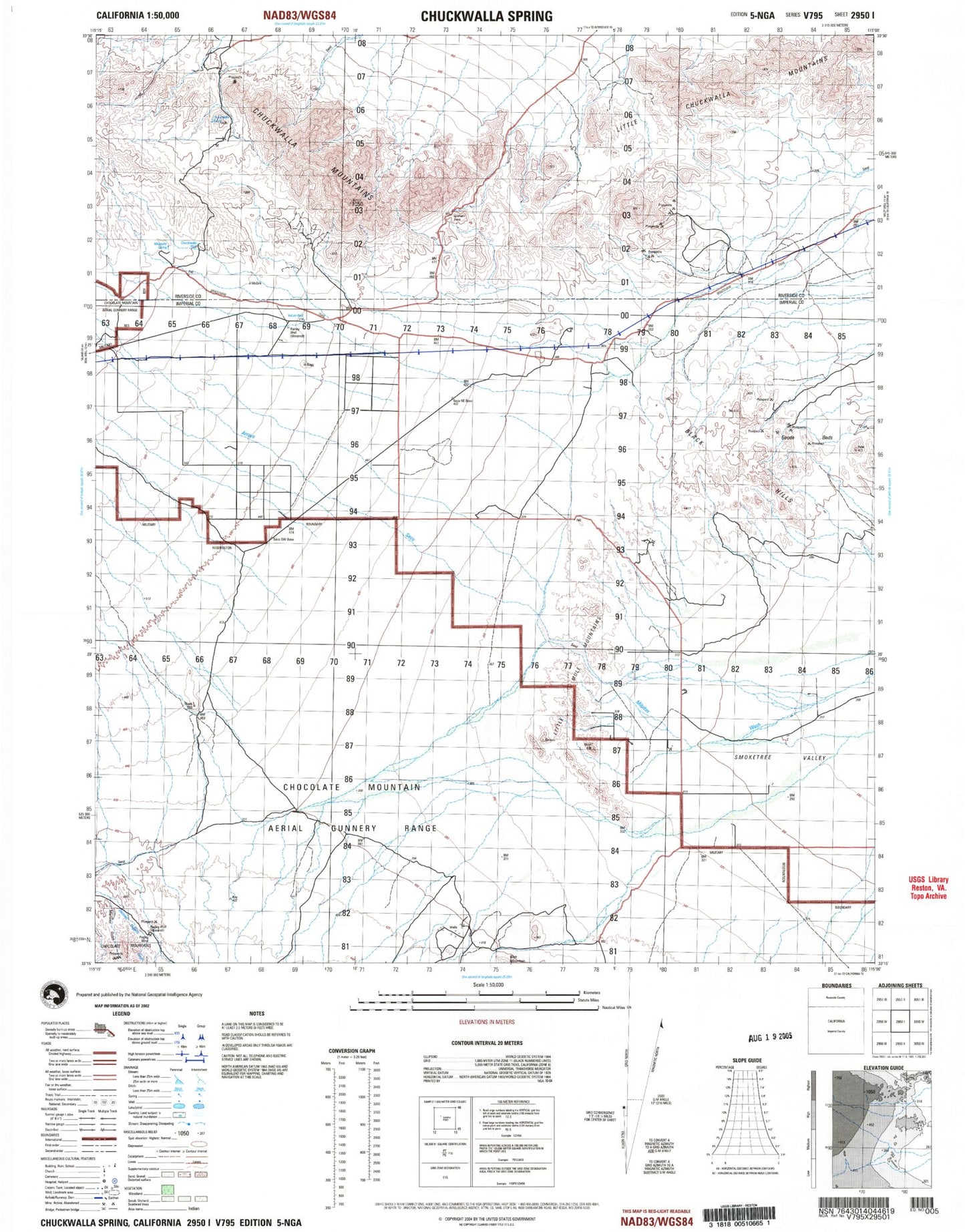 Chuckwalla Spring California Military 1:50,000 Map