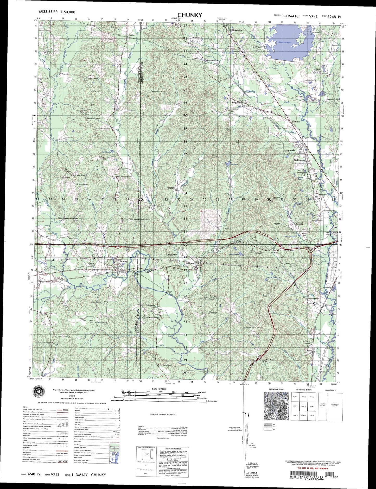 Chunky Mississippi Military 1:50,000 Map