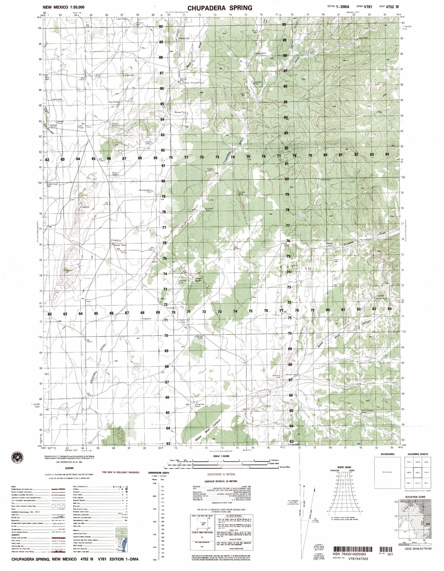 Chupadera Spring New Mexico Military 1:50,000 Map