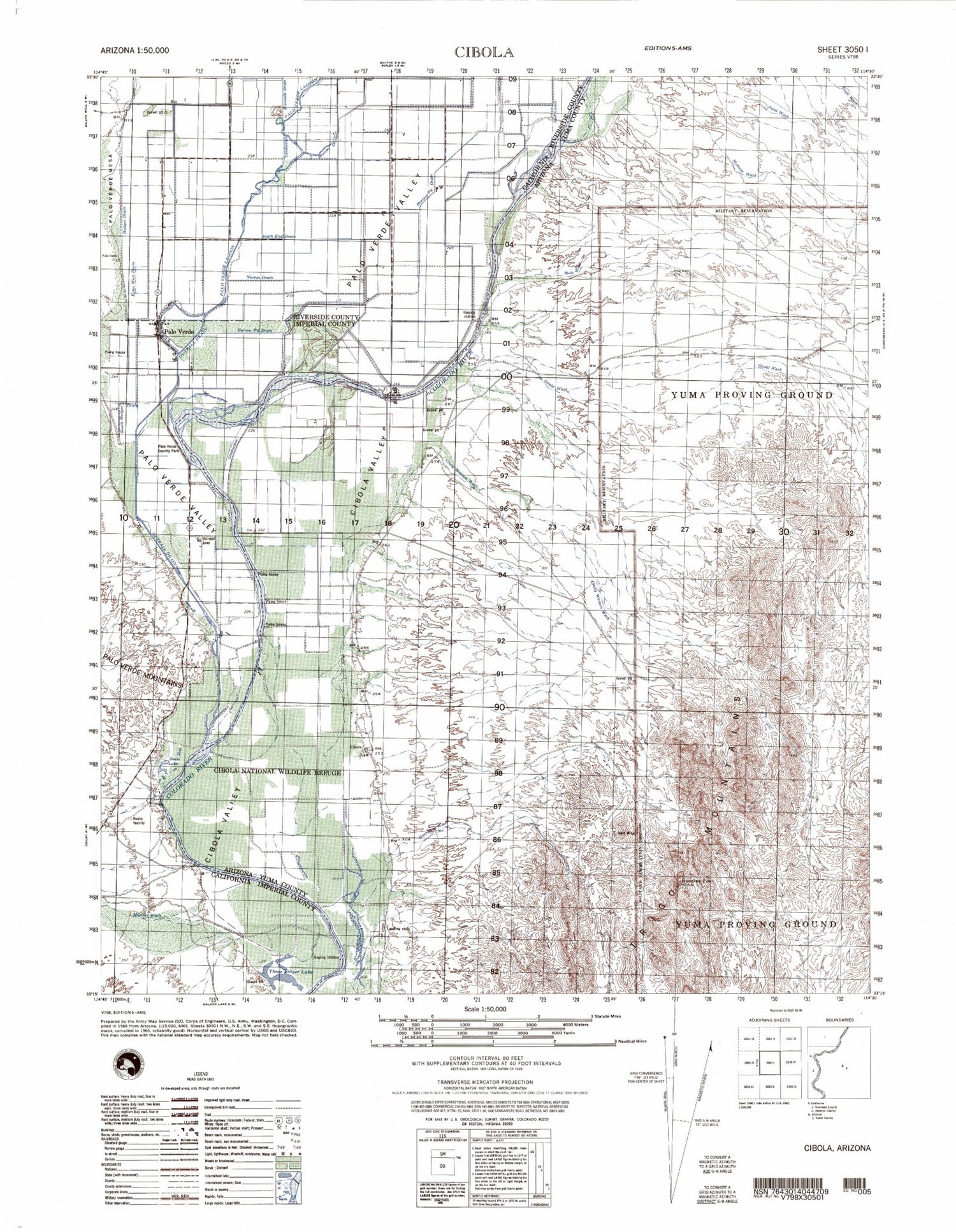 Cibola Arizona Military 1:50,000 Map