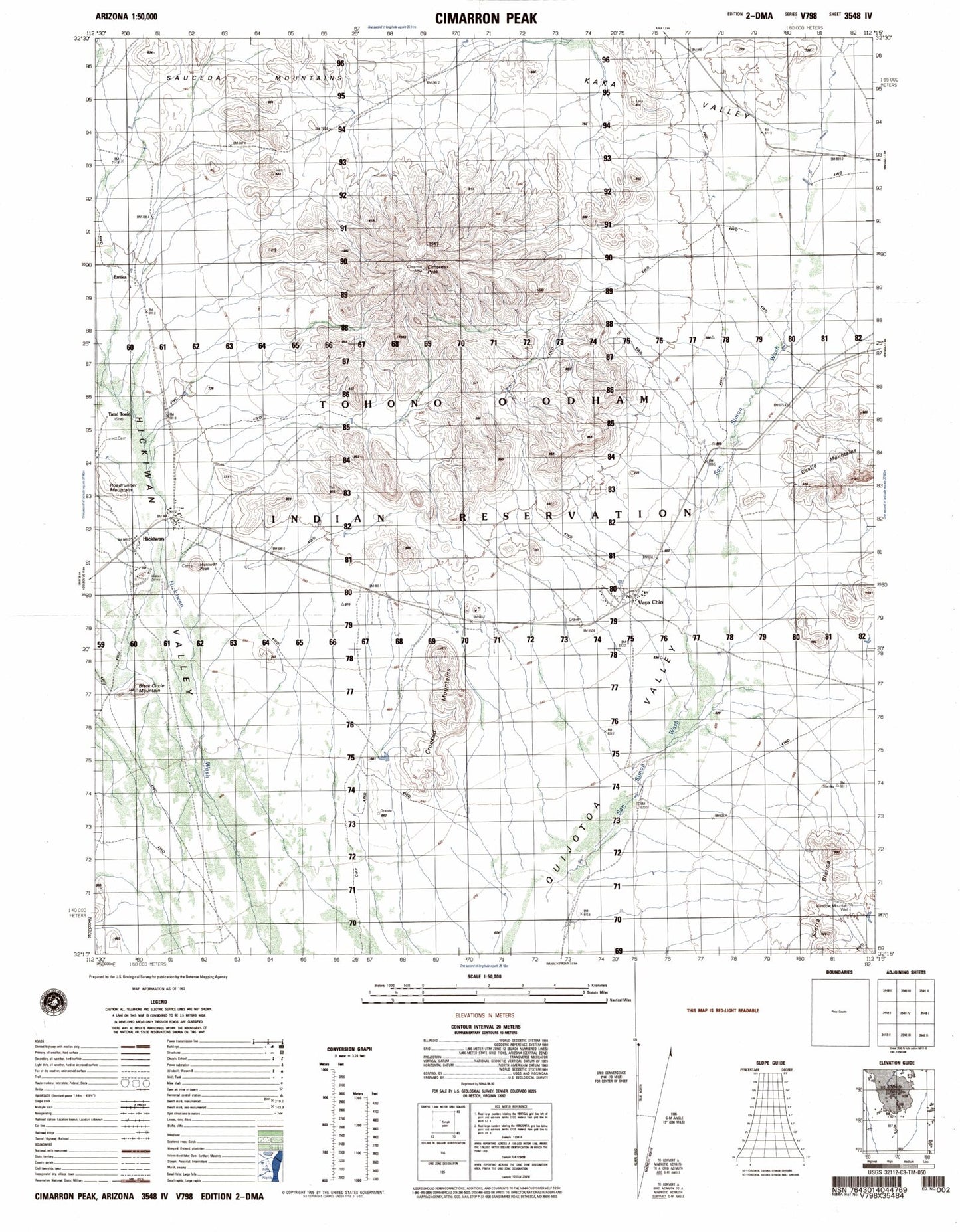 Cimarron Peak Arizona Military 1:50,000 Map