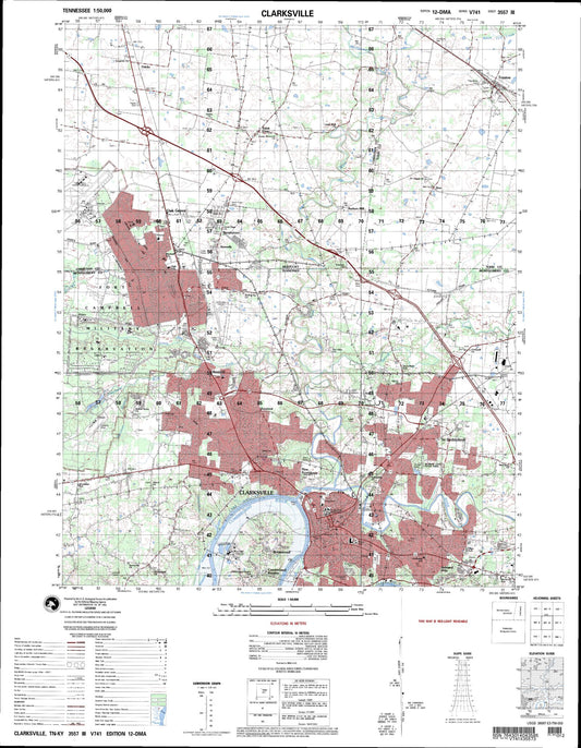 Clarksville Kentucky Military 1:50,000 Map