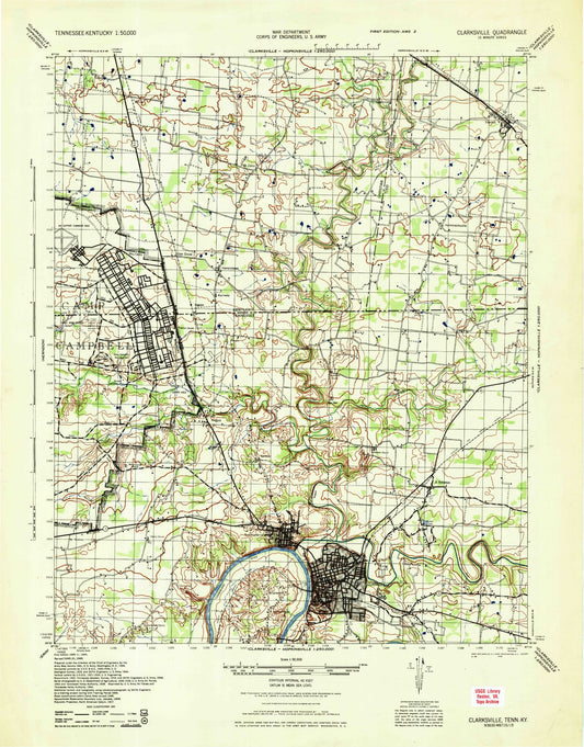 Clarksville Tennessee Military 1:50,000 Map