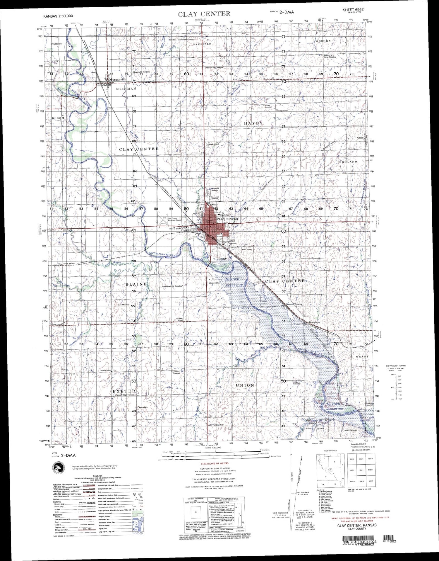 Clay Center Kansas Military 1:50,000 Map