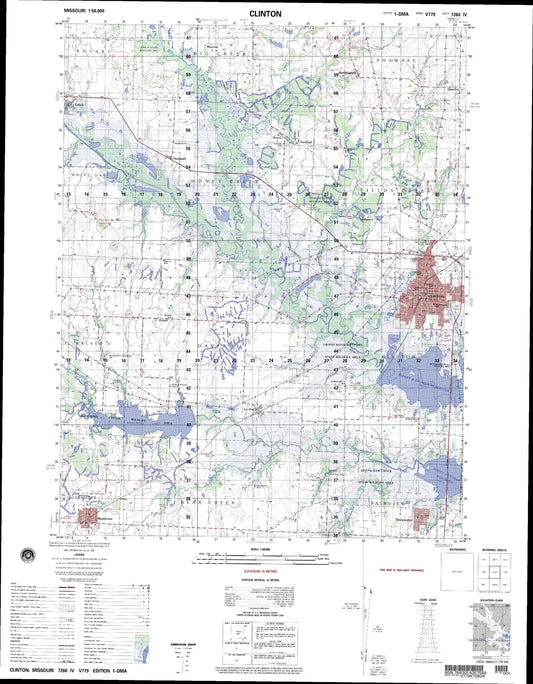 Clinton Missouri Military 1:50,000 Map