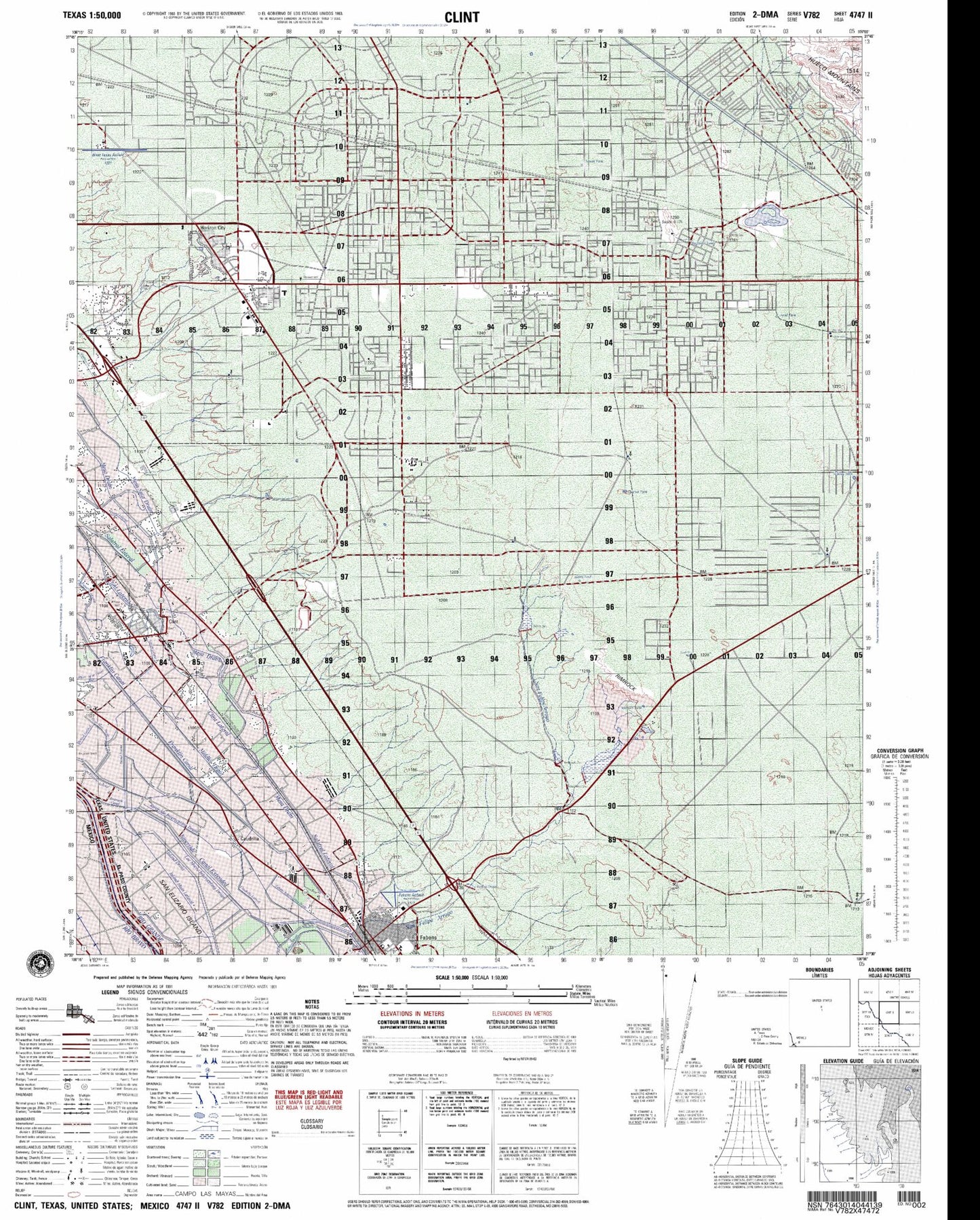 Clint Texas Military 1:50,000 Map