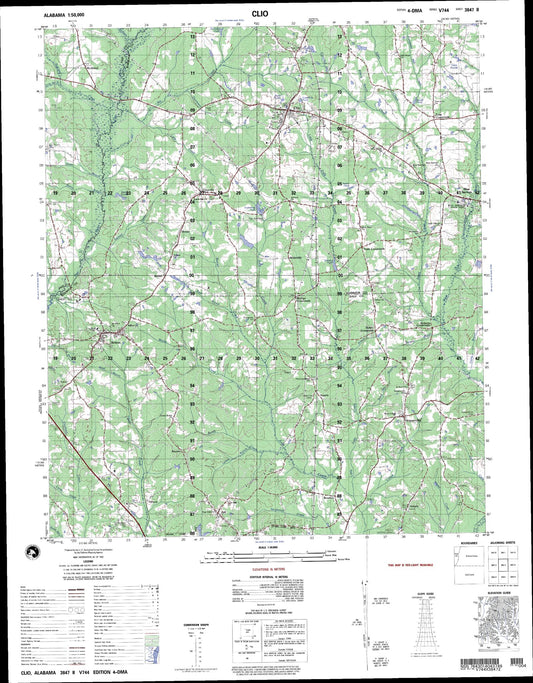 Clio Alabama Military 1:50,000 Map