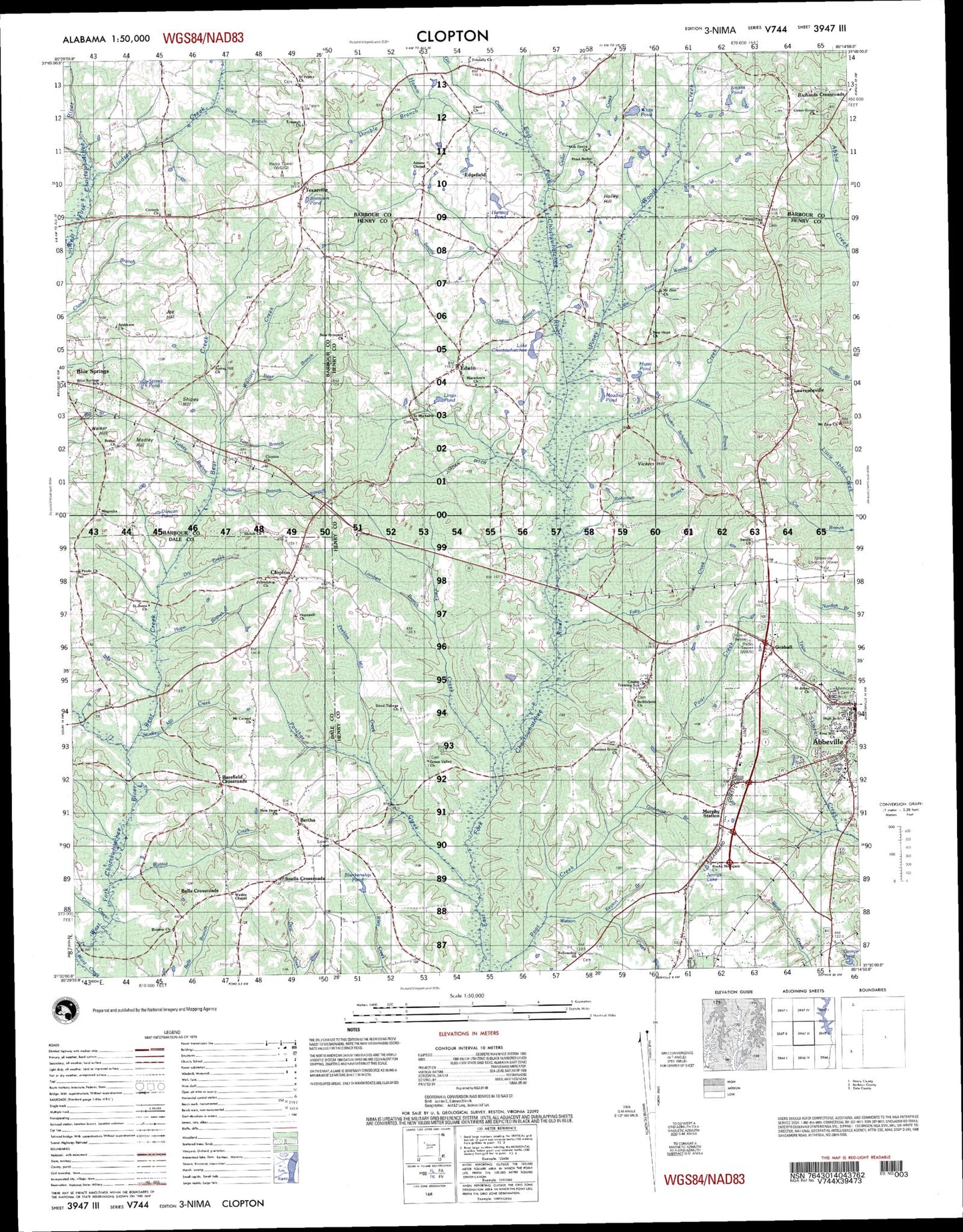 Clopton Alabama Military 1:50,000 Map