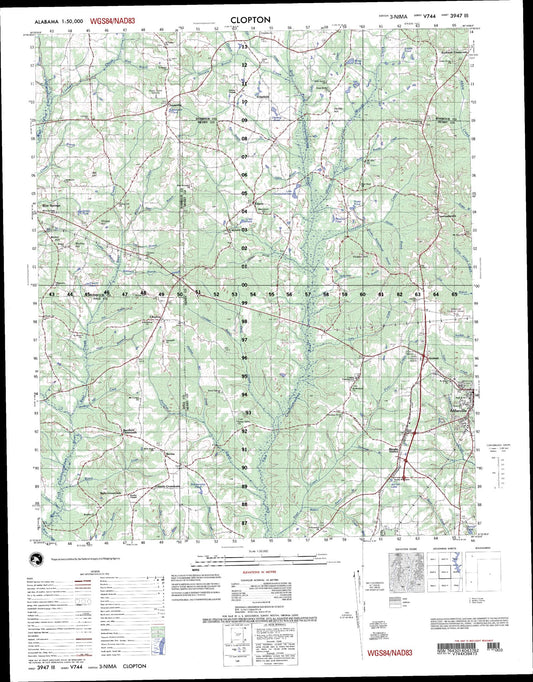 Clopton Alabama Military 1:50,000 Map