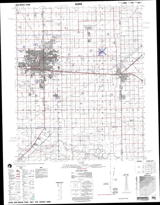 Clovis New Mexico Military 1:50,000 Map