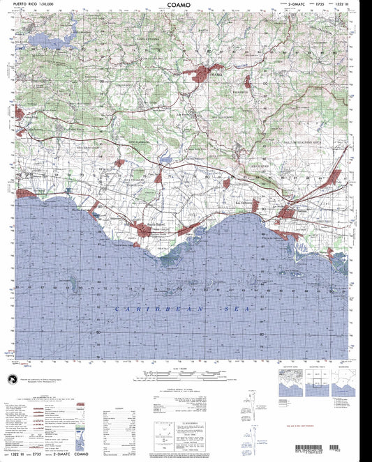 Coamo Puerto Rico Military 1:50,000 Map