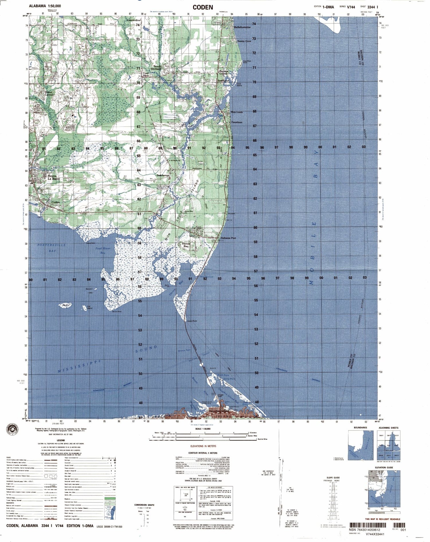 Coden Alabama Military 1:50,000 Map